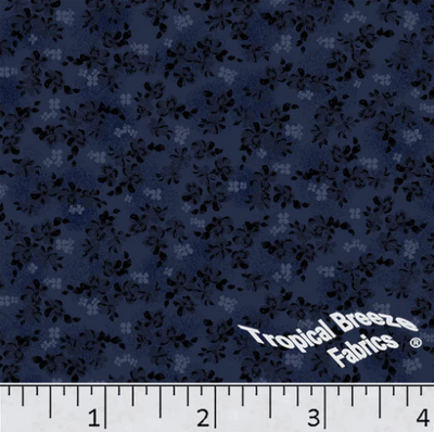 Navy Floral Poly Cotton Fabric