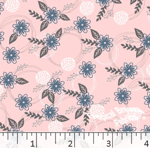 Light Pink Floral Poly Cotton Fabric
