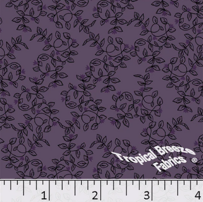 PurplePlum Leafy Vine Poly Cotton Fabric