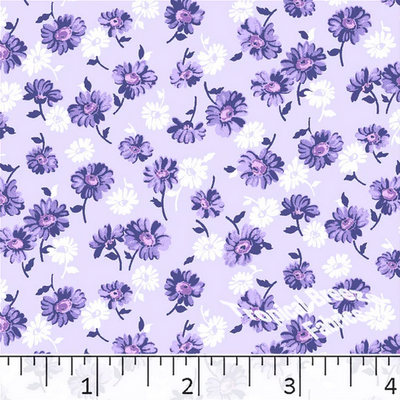 Lavender Scattered Daisies Poly Cotton Fabric