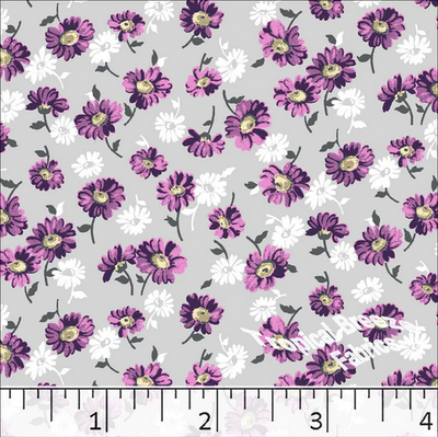 Magenta Scattered Daisies Poly Cotton Fabric