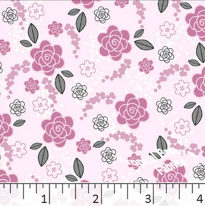 Pink Blossoms Poly Cotton Fabric