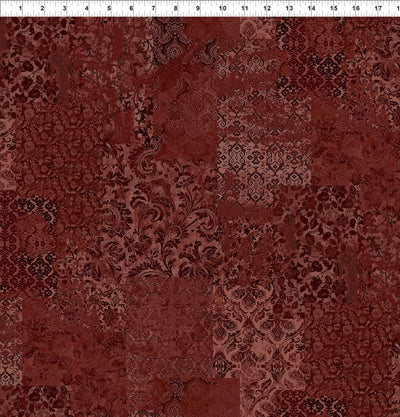 In the Beginning Carpet Bag Romance Brocade Quilting Cotton Fabric- Red