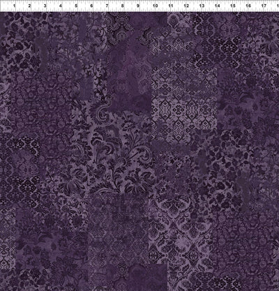 In the Beginning Carpet Bag Romance Brocade Quilting Cotton Fabric- Purple