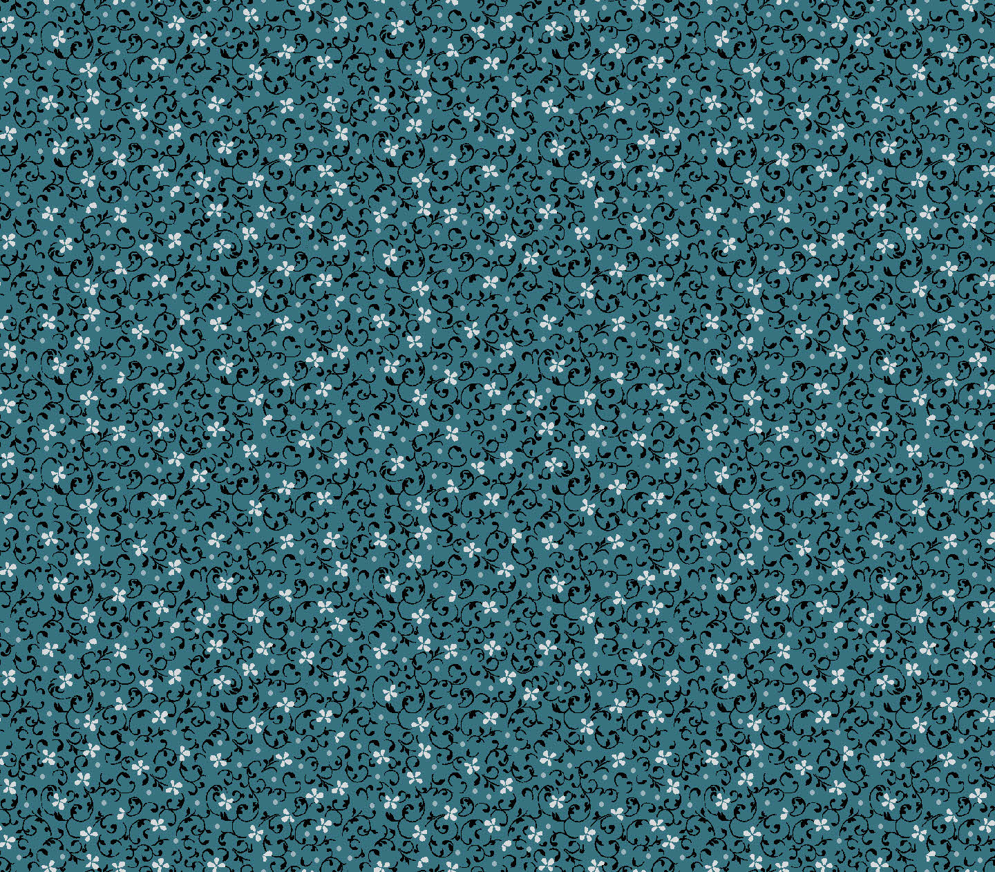 Green Tiny Floral Poly Cotton Fabric - 1 yd 11"