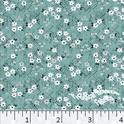 Dusty Jade Small Floral Poly Cotton Fabric