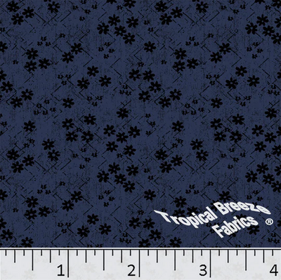 Dark Navy Small Floral Poly Cotton Fabric