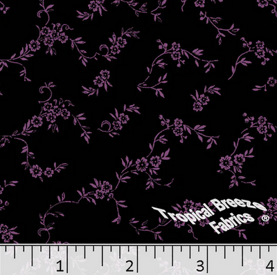 Orchid Floral Vines Poly Cotton Fabric