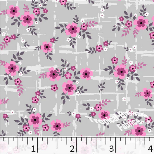 Pink Small Blossoms Floral Poly Cotton Fabric