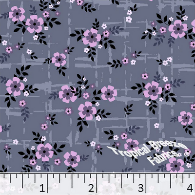 Dusty Lavender Small Blossoms Floral Poly Cotton Fabric