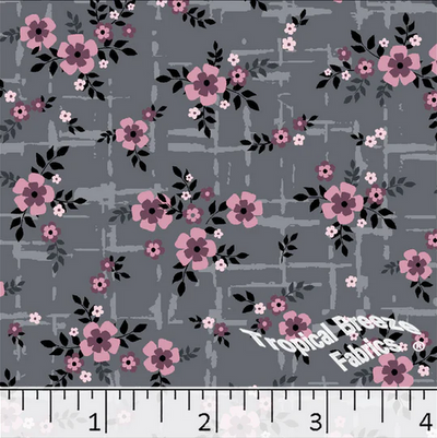 Dusty Rose Small Blossoms Floral Poly Cotton Fabric