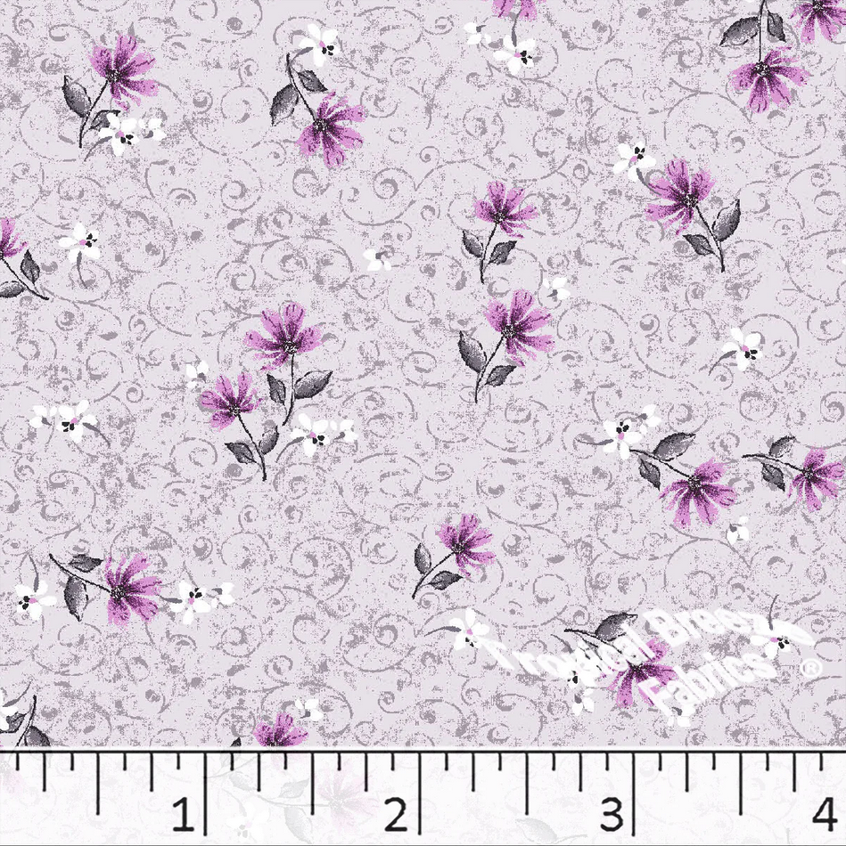Lilac Tiny Floral Poly Cotton Fabric- 1 yd 30"