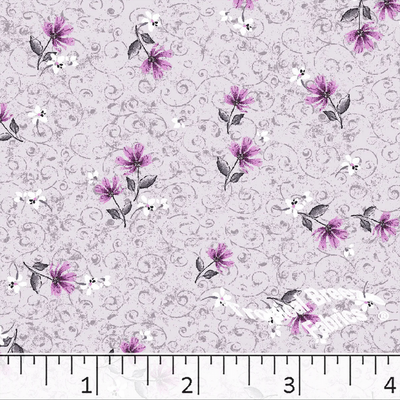 Lilac Tiny Floral Poly Cotton Fabric- 1 yd 30"