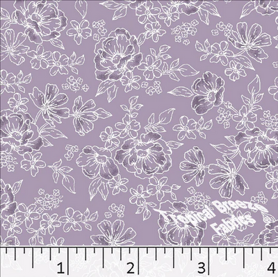 Dusty Lavender Floral Poly Cotton Fabric