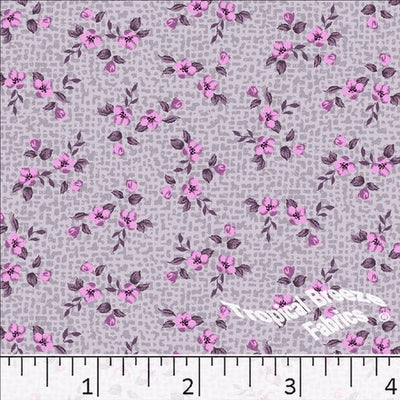 Dusty Lavender Floral Poly Cotton Fabric - 2 yds