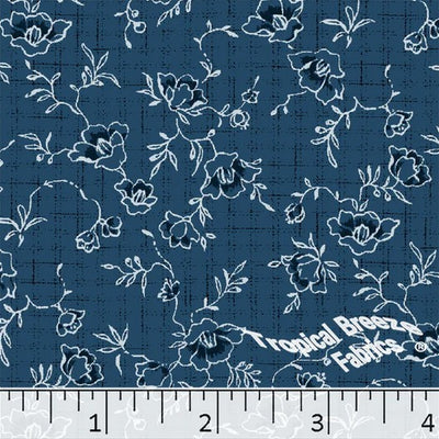 Dark Navy Bell Floral Poly Cotton Fabric