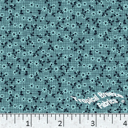 Jade Tiny Floral Poly Cotton Fabric - 1 yd