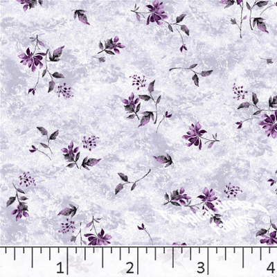 Lavender Scattered Floral Poly Cotton Fabric - 1 yd 6"