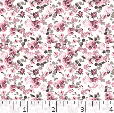 Pink Roses Poly Cotton Fabric