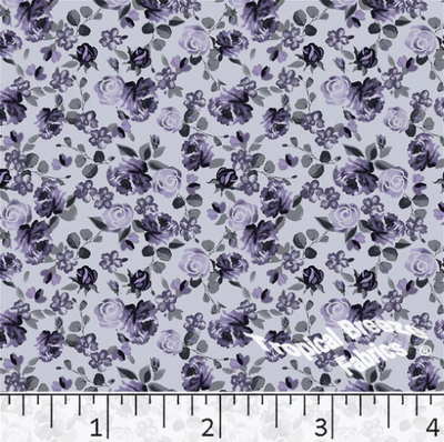 PurplePlum Roses Poly Cotton Fabric