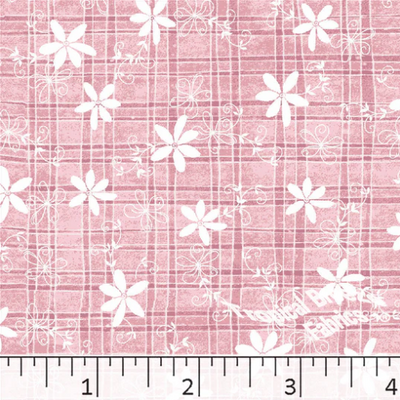 Rose Floral Plaid Poly Cotton Fabric - 1 1/4 yds