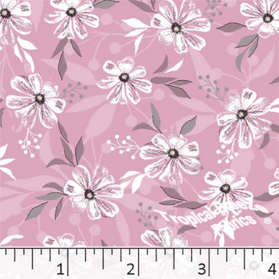 Pink Floral Poly Cotton Fabric