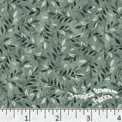 Sage Green Leaves Poly Cotton Fabric