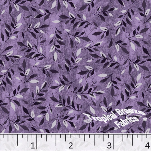 Purpleplum Leaves Poly Cotton Fabric