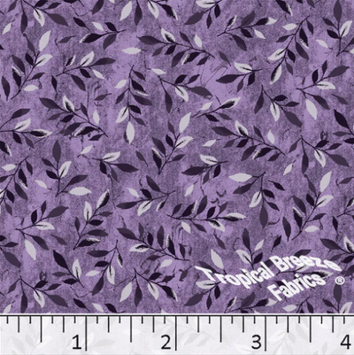Purpleplum Leaves Poly Cotton Fabric