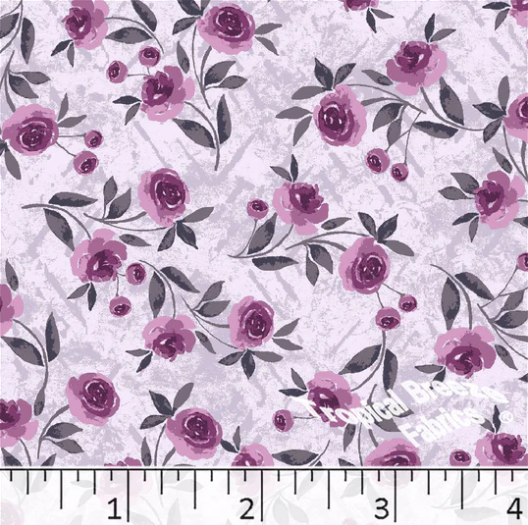 Lilac Roses Poly Cotton Fabric