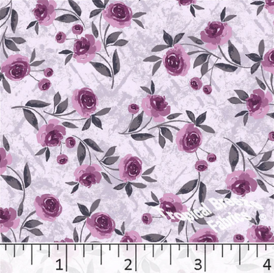 Lilac Roses Poly Cotton Fabric