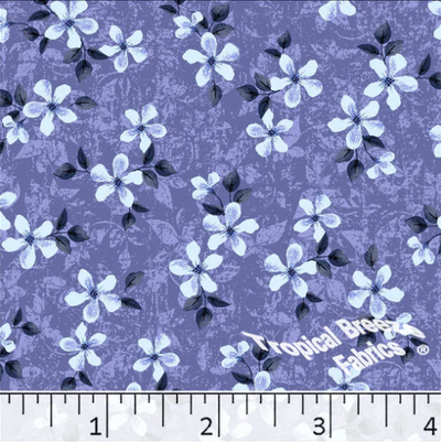 Periwinkle Blossom Poly Cotton Fabric