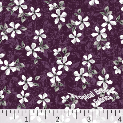 Wine Blossom Poly Cotton Fabric - 1 yd 34"