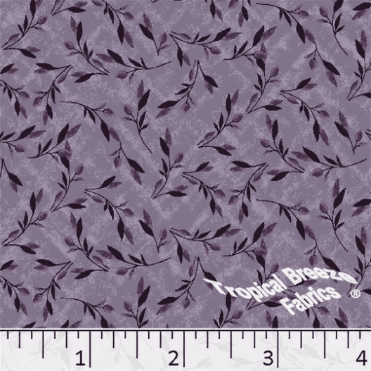 Dusty Plum Leaves Poly Cotton Fabric