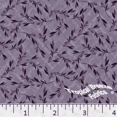 Dusty Plum Leaves Poly Cotton Fabric