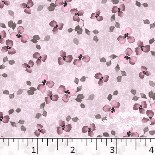 Mauve Small Floral Poly Cotton Fabric