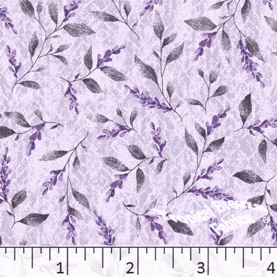 Lavender Pretty Floral Poly Cotton Fabric - 2 yds 4"