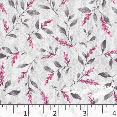 Silver Pretty Floral Poly Cotton Fabric