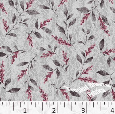 Gray Pretty Floral Poly Cotton Fabric