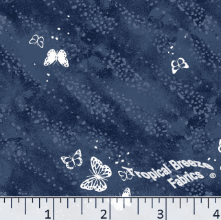 Navy Blue Butterflies Poly Cotton Fabric