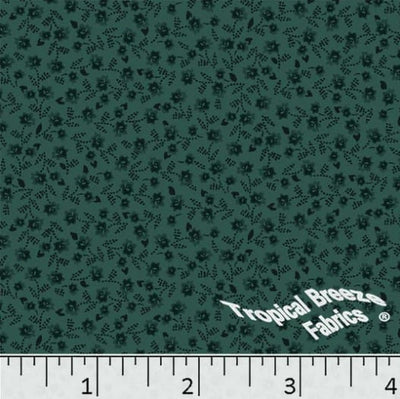 Forest Green Tiny Flowers Poly Cotton Fabric