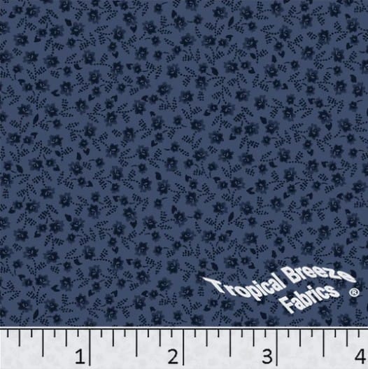 Navy Tiny Flowers Poly Cotton Fabric