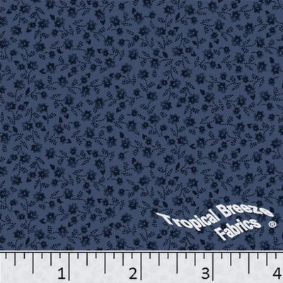Navy Tiny Flowers Poly Cotton Fabric