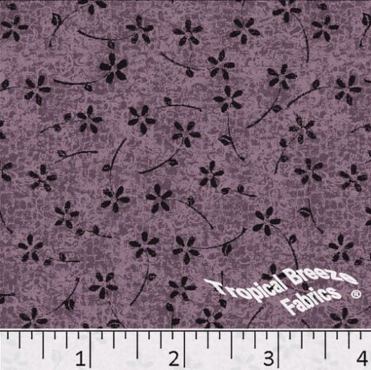 Grape with Black Flowers Poly Cotton Fabric