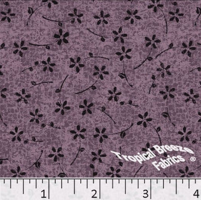 Grape with Black Flowers Poly Cotton Fabric