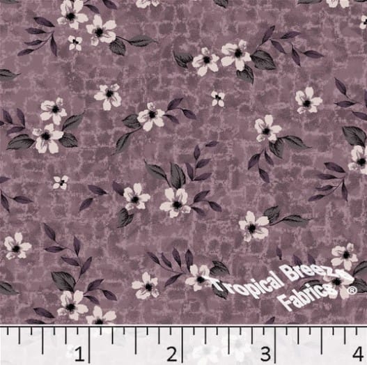 Mauve Floral Poly Cotton Fabric