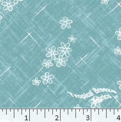 Aqua Cute Scattered Floral Poly Cotton Fabric