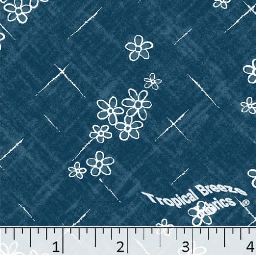 Dark Teal Cute Scattered Floral Poly Cotton Fabric