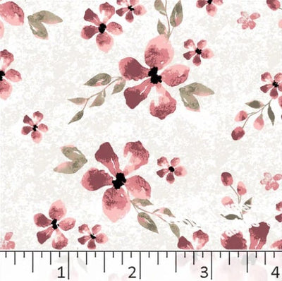 Salmon Flowers Poly Cotton Fabric