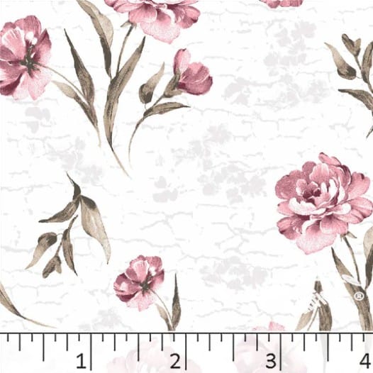 Pink Rock Peonies Poly Cotton Fabric